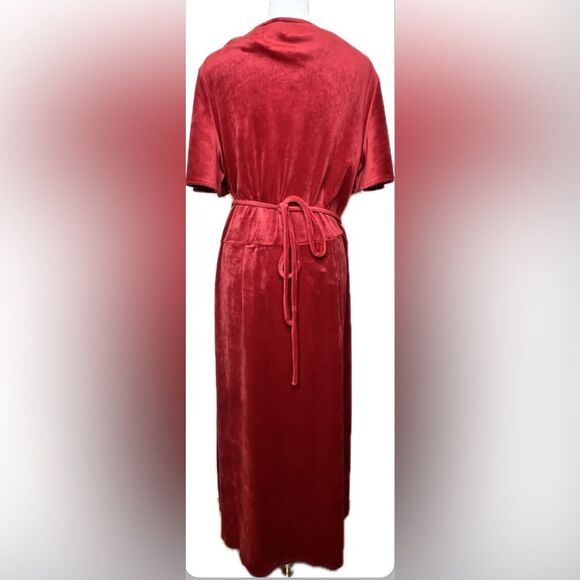 Marin Layer Viola Velour Midi Red Wrap Dress Size XL - Picture 6 of 9